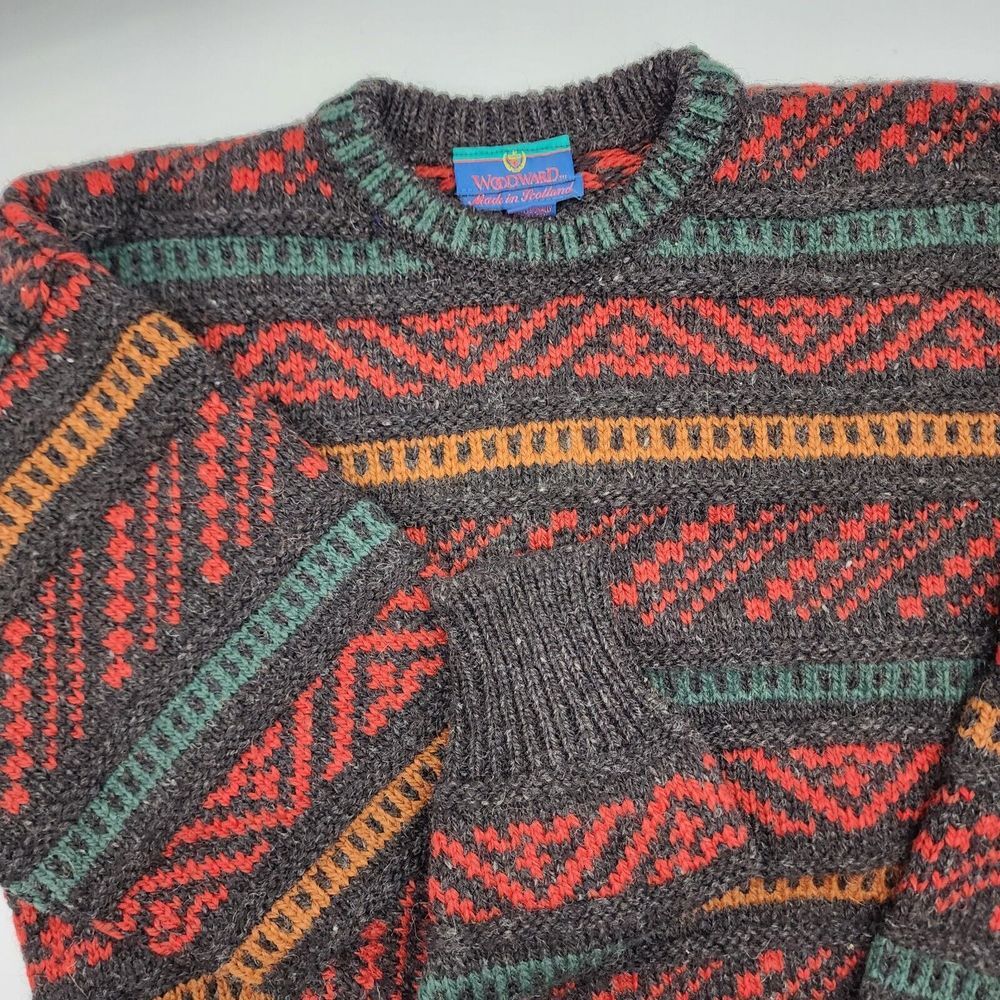 Vintage Woodward Mens Multicolor 100% Wool Pullover Sweater Size X-Large - Picture 2 of 9